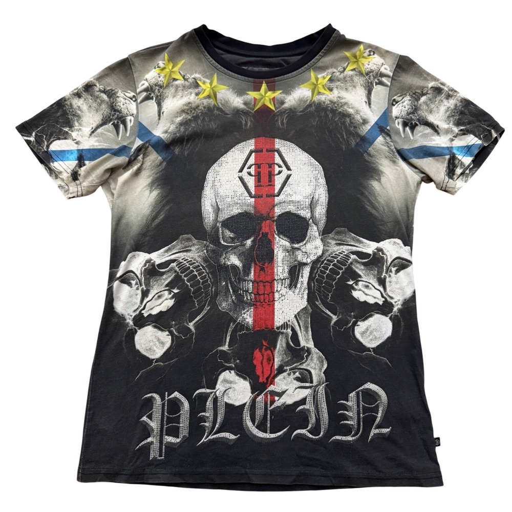 Philipp Plein Rare Y2K Skull T-Shirt Deadstock Star Gothic Print Mens S SKU181